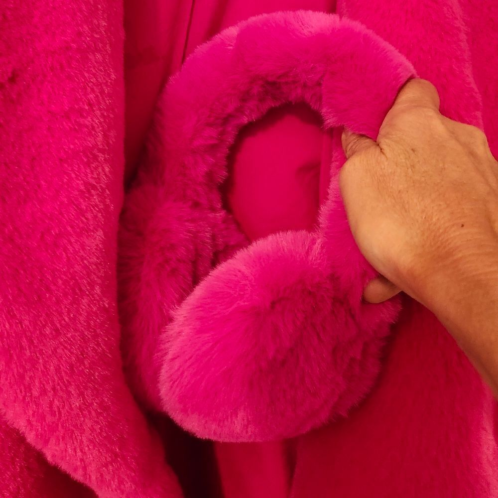 NWT House of Harlow 1960 Fuchsia Ultra Soft Faux Fur Sz. XS Bonus Ear Muffs! - Picture 9 of 11